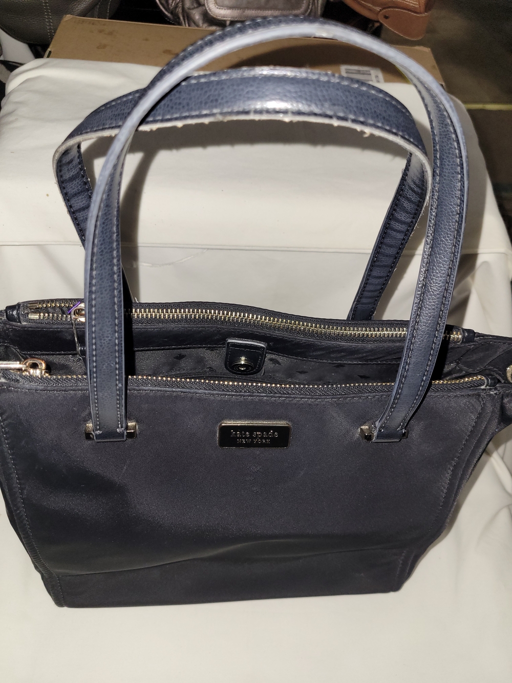 Kate Spade Black Nylon Tote Bag with Leather Handles
